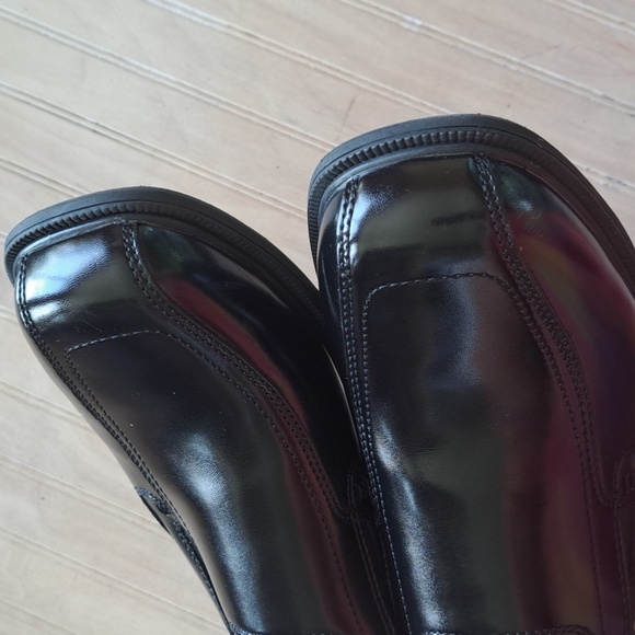 Nunn Bush Kore Bleeker Street Bike Toe Slip On Black Leather Comfort Dress Shoes